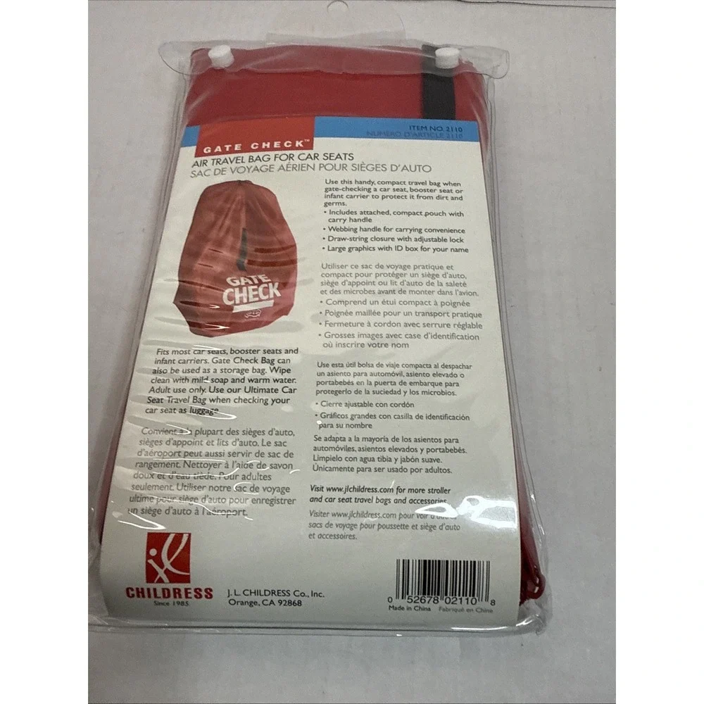 JL Childress Gate Check Bag‎ for Car Seats  Car Seat Protector Cover Red